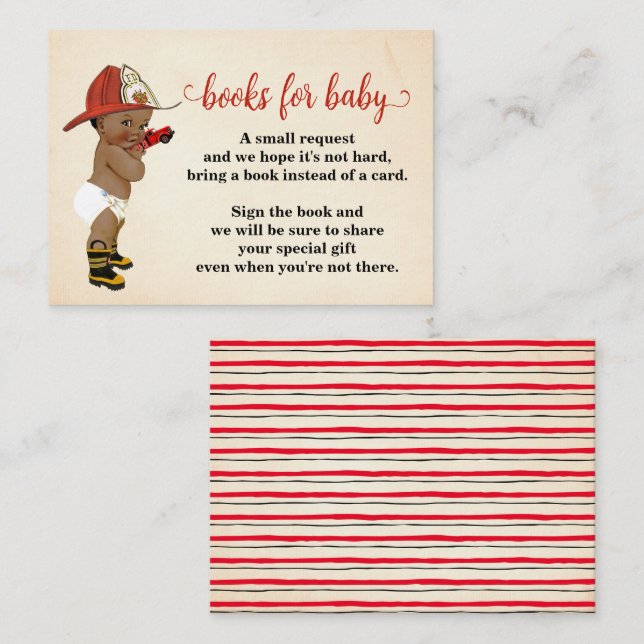 Hämta ett Bok AA Firefighter Baby Shower-kort Placeringskort (Fram/baksida)