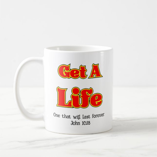 HÄMTA ETT LIV - John 10:28 Kaffemugg (Vänster)
