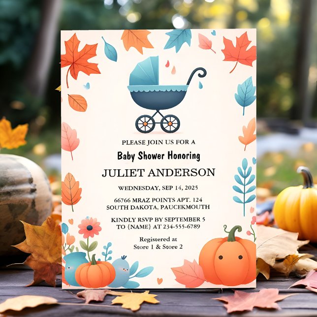 Hämta Farm Rosa Blue Boho Girl Boy Fall Baby Showe Inbjudningar (Skapare uppladdad)