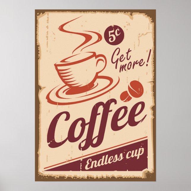 Hämta fler kaffeannonseringsgrunge Stil Poster (Framsidan)
