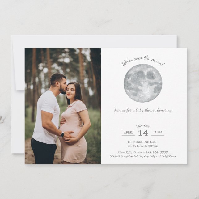 Hämta foto över Måne babyduschen Inbjudningar (Framsida)