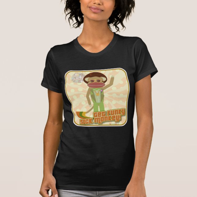 Hämta Funky Disco Boogie Sock monkey-tecken Tee (Framsida)