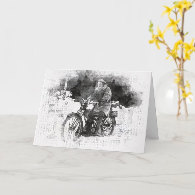 Hämta gammalt Biker-födelsedagskort Kort (Gul blomma)