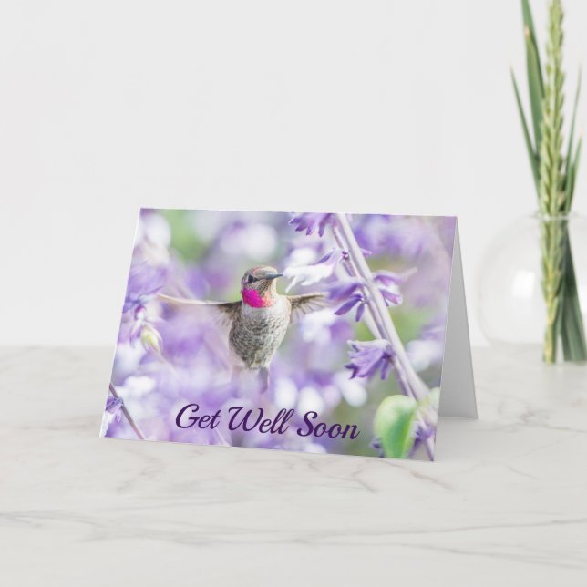 Hämta | Hummingbird Rosa och Lila Kort (Framsida)