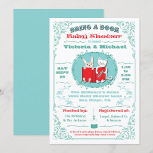 Hämta inbjudningar till bok bibliotek Baby Shower