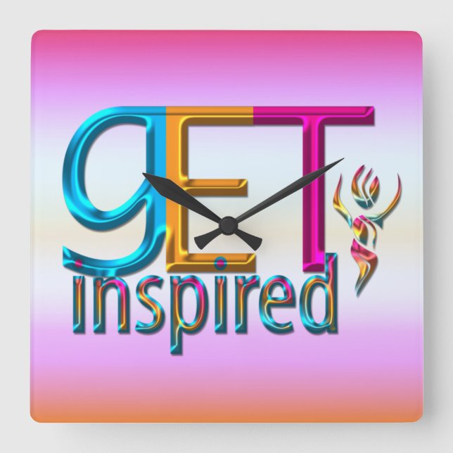 Hämta inspirerad ~ Neon Fyrkantig Klocka (Framsida)