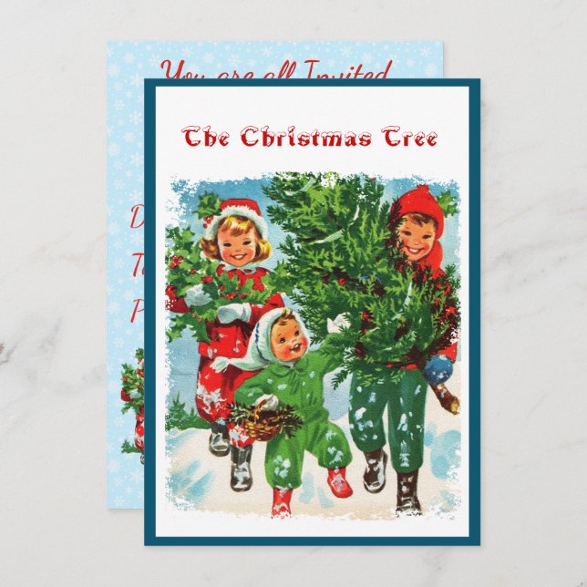 Hämta Julgran Inbjudningar (Fram/baksida)