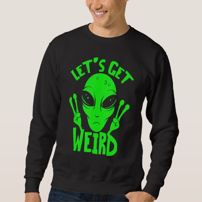 Hämta Konstig Ufo Space Alien Lång Ärmad Tröja (Framsida)