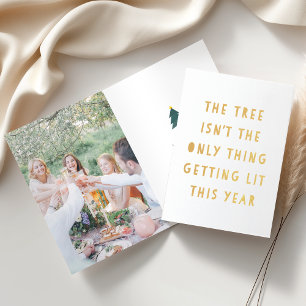 Hämta lapp Gold Foil-finny julfotoport Folierat Kort
