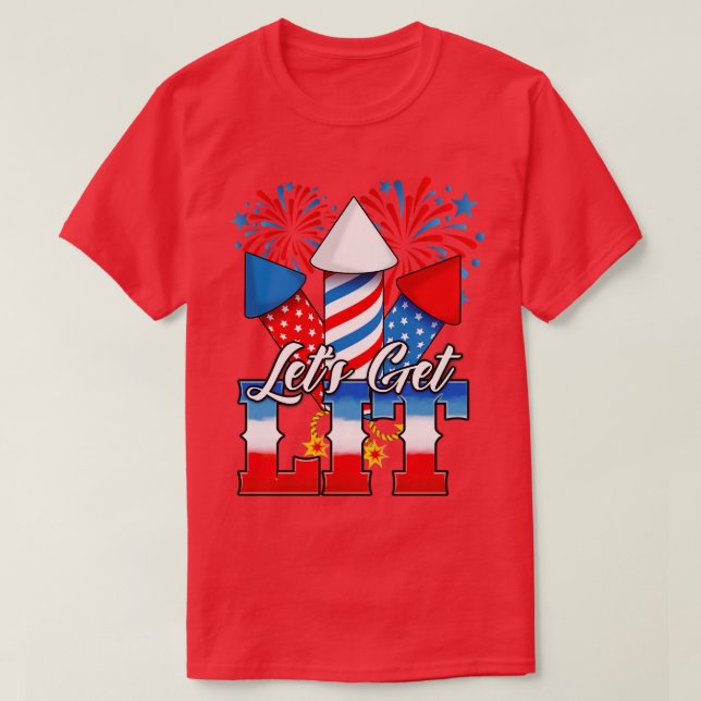 Hämta Lit Patriotic 4:e juli Party T Shirt (Design framsida)