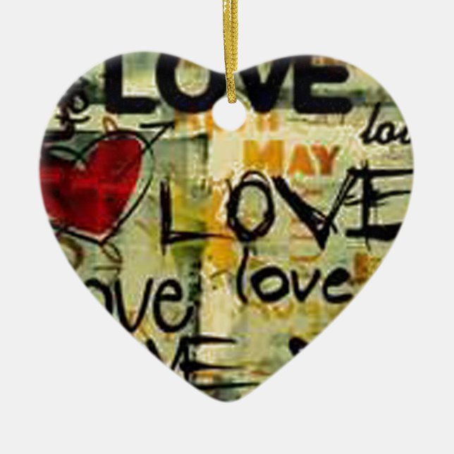 Hämta lite Kärlek Graffiti Julgransprydnad Keramik (Framsidan)