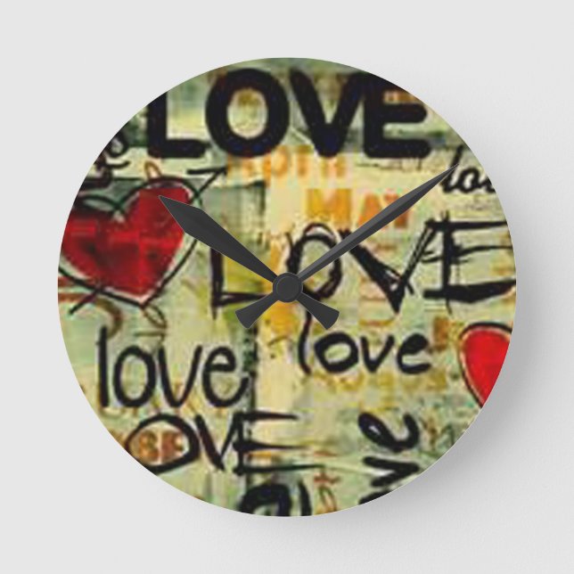 Hämta lite Kärlek Graffiti Rund Klocka (Framsida)
