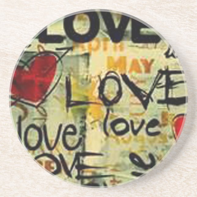 Hämta lite Kärlek Graffiti Underlägg Sandsten (Framsidan)