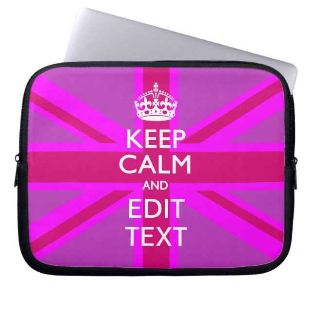 Hämta Lugn om din Behålla på Fuchsia Union Jack Laptop Fodral (Framsidan)