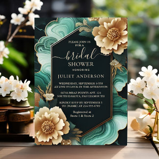 Hämta Monstera Emerald Grönt och Guld Möhippa Inbjudningar