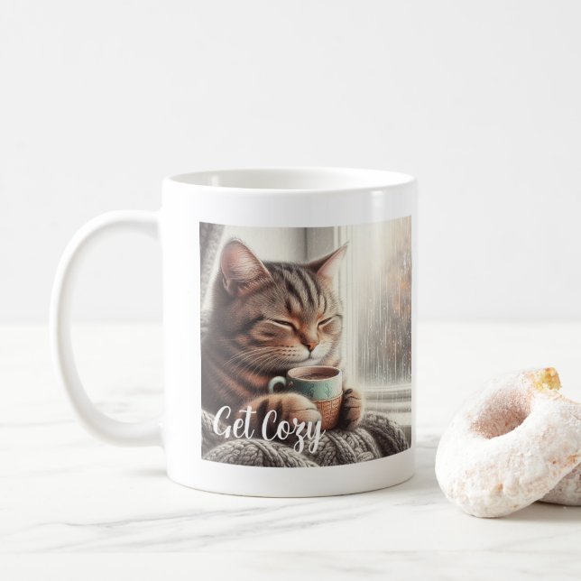 Hämta Mysigt katt Kaffemugg (Med munk)