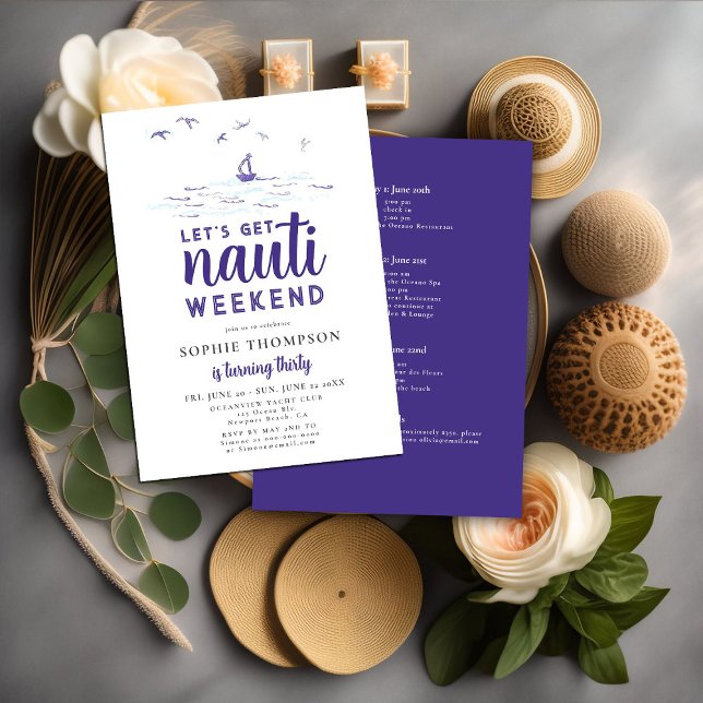 Hämta Nauti Nautical Boat Party 30års födelsedag Inbjudningar (Skapare uppladdad)