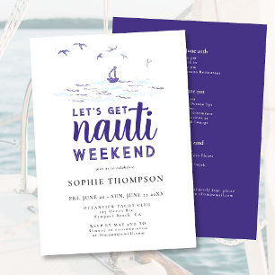 Hämta Nauti Nautical Boat Party Bachelorette Helg Inbjudningar