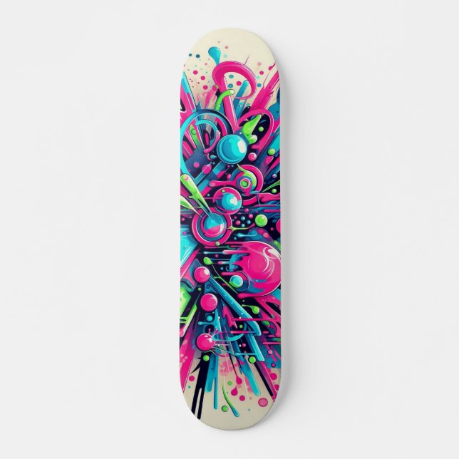 Hämta Neon Paint mönster Mini Skateboard Bräda 18,5 Cm (Framsida)