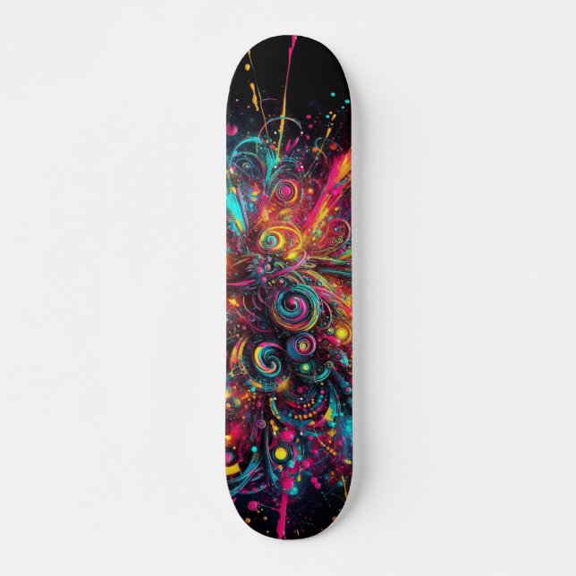 Hämta Neon Paint mönster Mini Skateboard Bräda 18,5 Cm (Framsida)