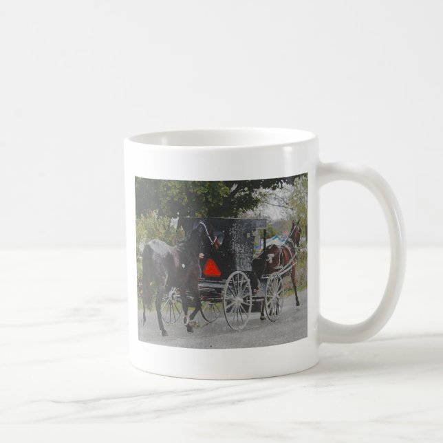 "Hämta nya hästar hem på Amish-vägen" Kaffemugg (Höger)
