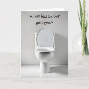 Hämta Older Birthday Humor White Toilet Kort