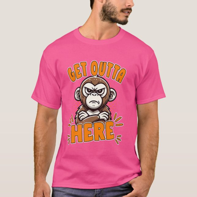 Hämta Outta hit Grumpy Funny Monkey Meme Humor T Shirt (Framsida)