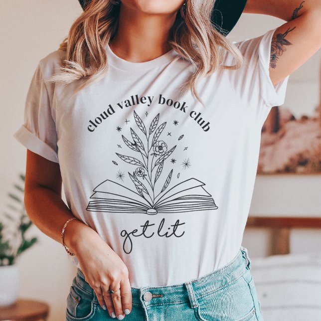 Hämta Personligen Lit Blooming Blommigt Bok T Shirt (Skapare uppladdad)