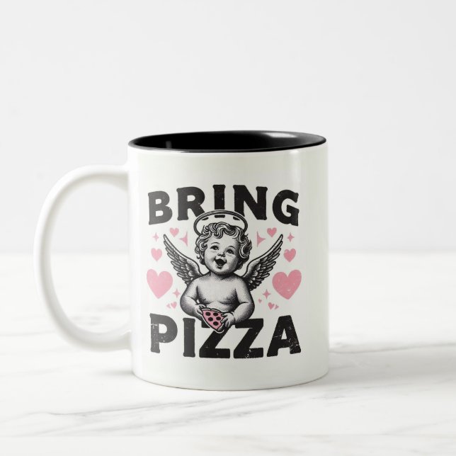 Hämta Pizza Valentines roliga pizzabascupid Två-Tonad Mugg (Vänster)
