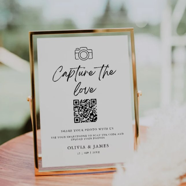 Hämta QR-kodsignalen för Kärlek, minimalistisk Inbjudningar (Capture The Love Qr Code Sign, Minimalist Invitation)