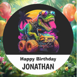 Hämta Redo för en Dino-Mite-Födelsedagsfest Runt Klistermärke