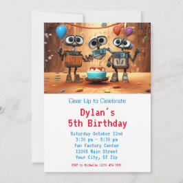 Hämta Robot Födelsedagsfest inbjudan Digital