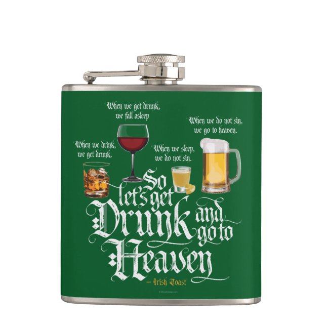 Hämta rökning och gå till himlen (Irish Drinking T Fickplunta (Framsidan)