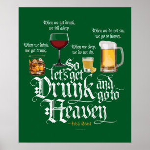 Hämta rökning och gå till himlen (Irish Drinking T Poster