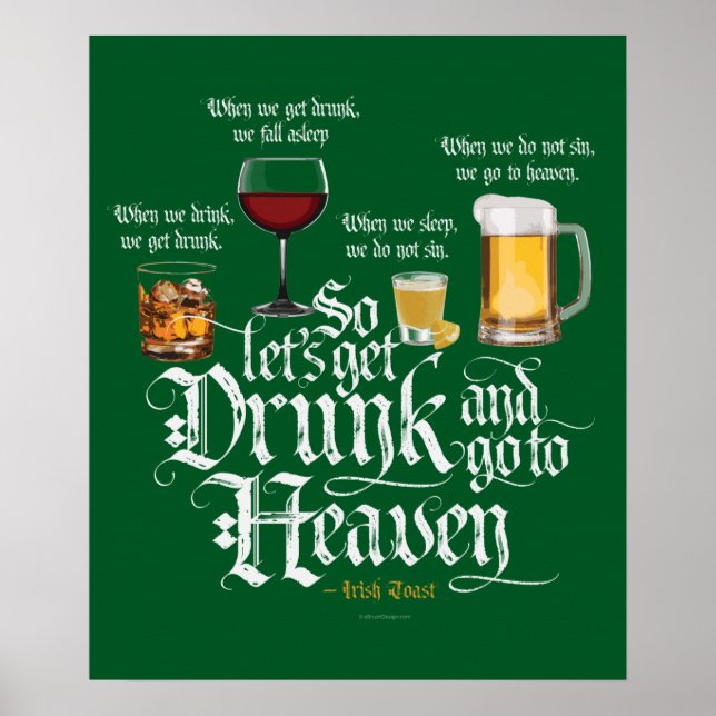 Hämta rökning och gå till himlen (Irish Drinking T Poster (Framsidan)