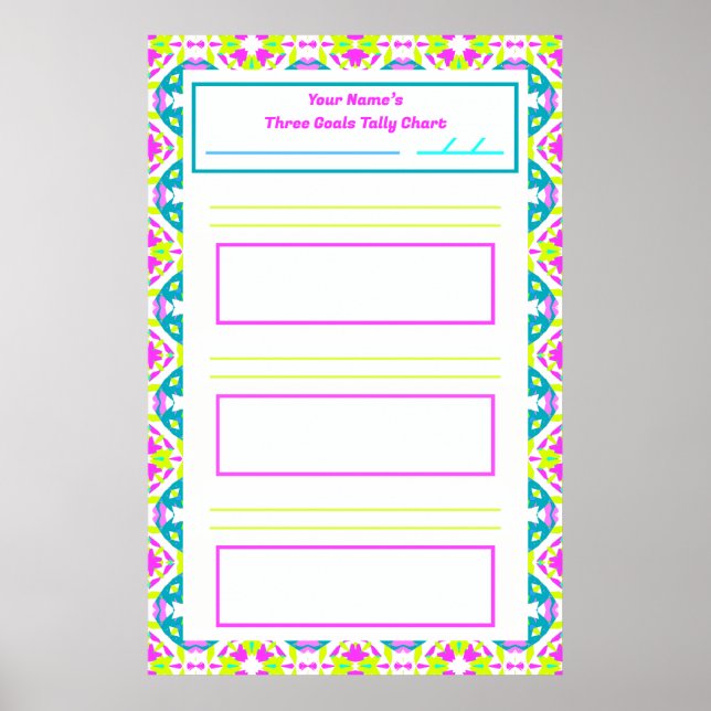 Hämta roligt ADHD Girl's Goal Habit Tracker Chart Poster (Framsidan)