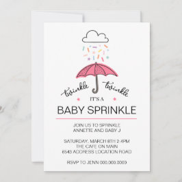Hämta rosa paraply twinkle baby sprinkle inbjudningar
