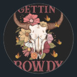 Hämta Rowdy Western Cowgirl Wildblomma Groovy Ba Runt Klistermärke<br><div class="desc">Hämta Rowdy Western Cowgirl WildblommGroovy Bachelorette</div>