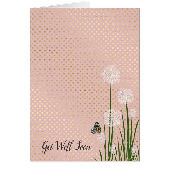 Hämta Soon-fjäril på puff-blomman Hälsningskort (Framsidan)