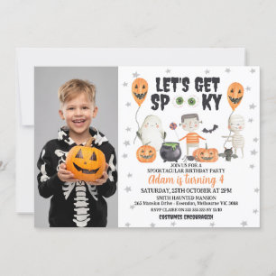 Hämta Spooky Boys Photo Halloween Birthday Inbjudningar