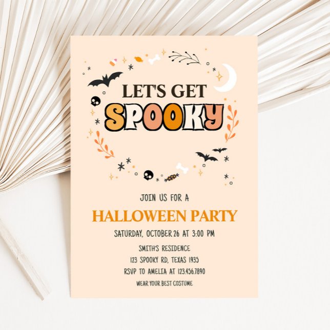 Hämta Spooky Cute Halloween fest Inbjudningar (Cute Lets Get Spooky Halloween Party Invitation)
