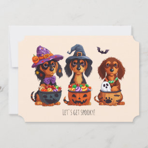 Hämta Spooky Dachshund Hundar Halloween Inbjudningar
