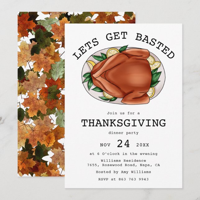 Hämta Thanksgivingen Bast Rosted Turkey Inbjudningar (Fram/baksida)