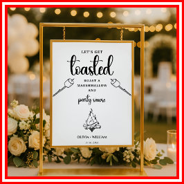 Hämta tostlad Marshmallow Campfire Bröllop-tecken Poster