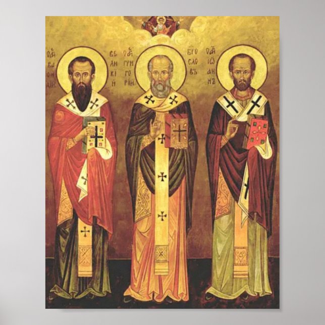 Hämta tre Heligor Hierarchs l Orthodox Icon, Poster (Framsidan)