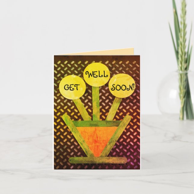 HÄMTA VÄLFÄRGPAPPEN OCH gult-glöd för blommor Kort (Framsida)