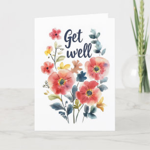 Hämta vattenfärgsblommor helgkort
