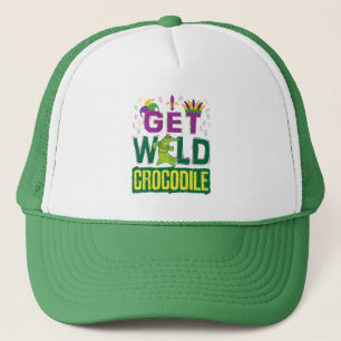Hämta Vild Crokodile Mardi Gras Alligator Keps