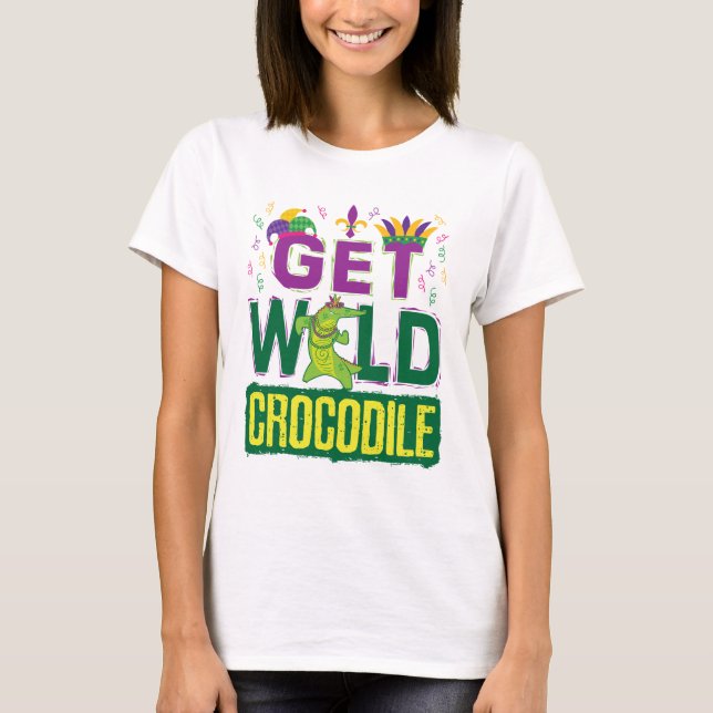 Hämta Vild Crokodile Mardi Gras Alligator T Shirt (Framsida)