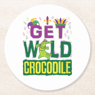 Hämta Vild Crokodile Mardi Gras Alligator Underlägg Papper Rund